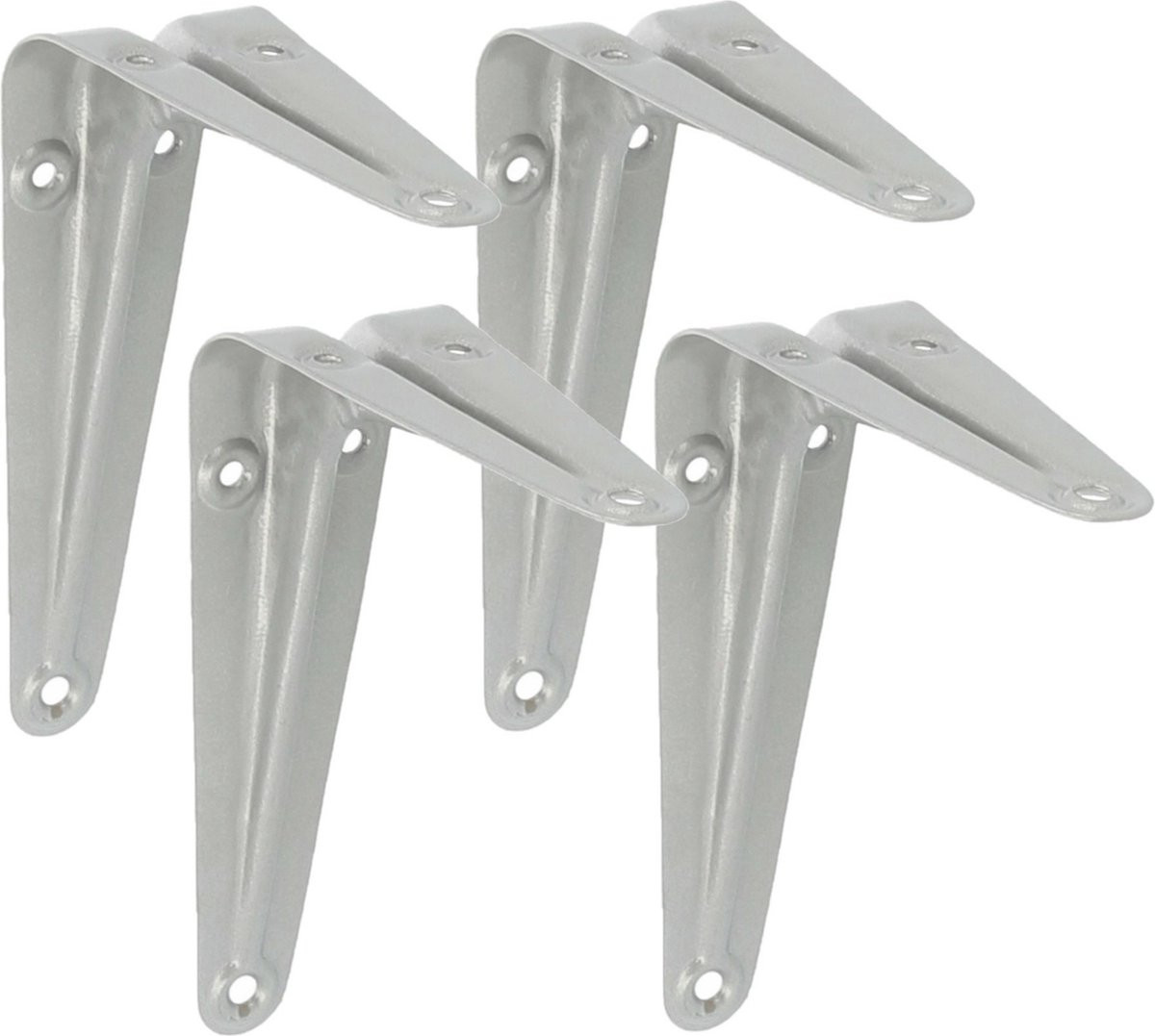 AMIG Plankdrager van metaal, 4 stuks, zilver, 100 x 125 mm