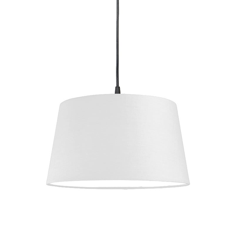 Qazqa Moderne Hanglamp Zwart met Witte Textiele Kap - Pendelarmatuur E27