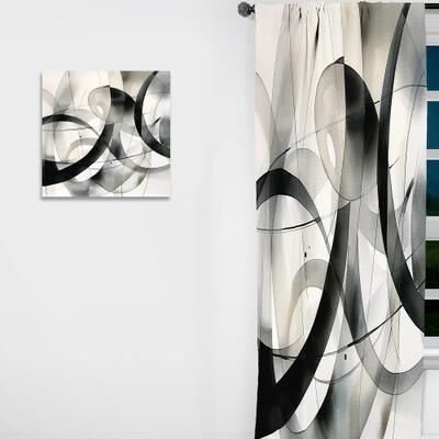 DESIGN ART Designart - Abstract Neutral XV - Abstract Geometric Curtain - Blackout Abstract Curtain - 1 Panel