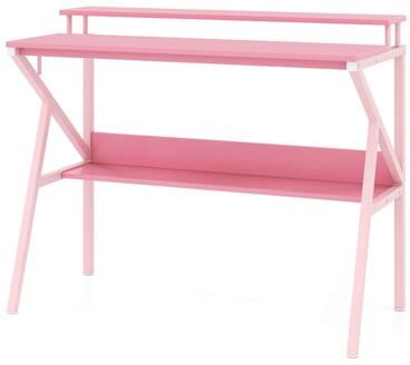 Compact Computer Desk Metal Fram Small Desk with Storage