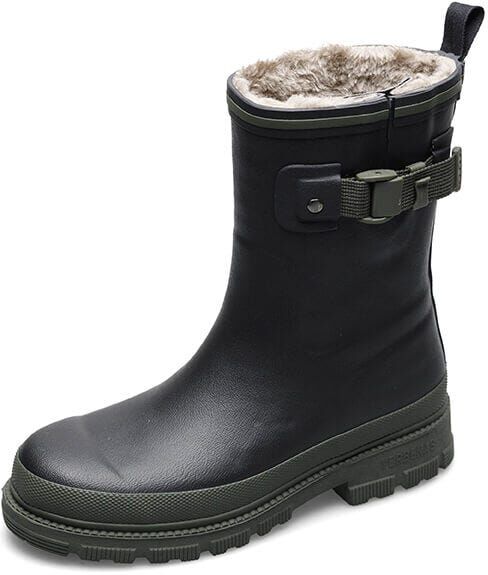 Verbenas Lina Fur Lined Welly Black & Khaki