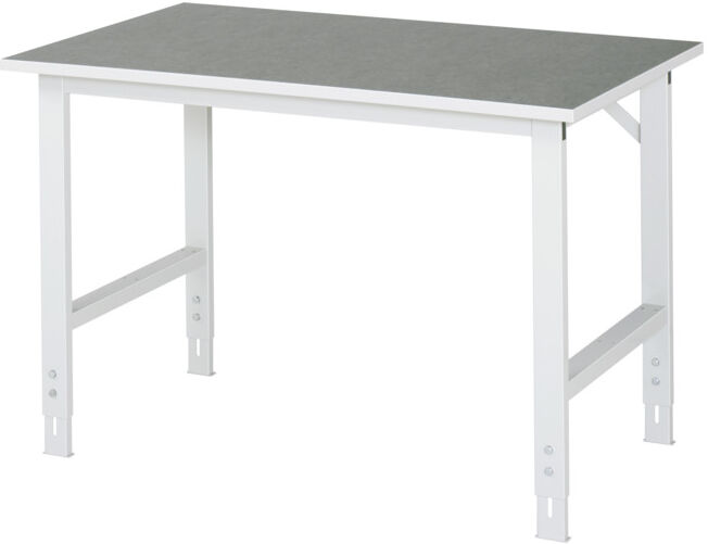 Table de travail Tom Rau LxPxH 1250x800x760-1080mm, plateau de travail en linoléum (06-625L80-12.12)