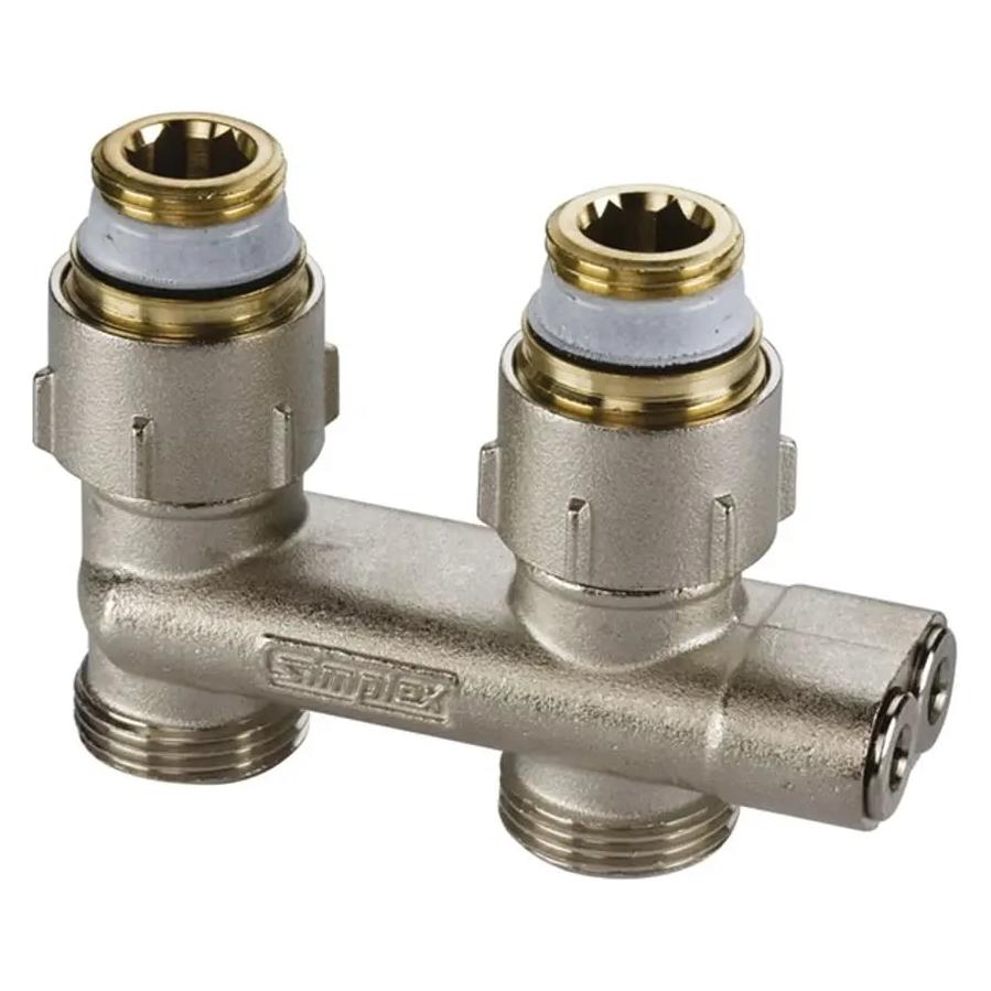 Aalberts integrated piping FL Umlenkstück Durchg. M. Absperr. D1/50 G3/4i x G3/4a MS vern. m. Nippel (F10076)