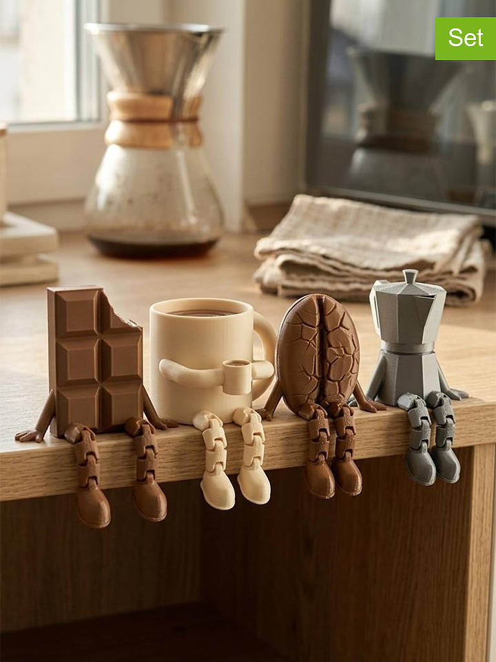 Wallity 4er-Set: Dekofiguren in Creme/ Braun/ Grau - (H)8 cm - onesize