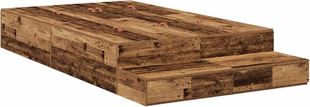 Aufbewahrungsbettgestell mit Tür Altholz 120 cm Holzwerkstoff