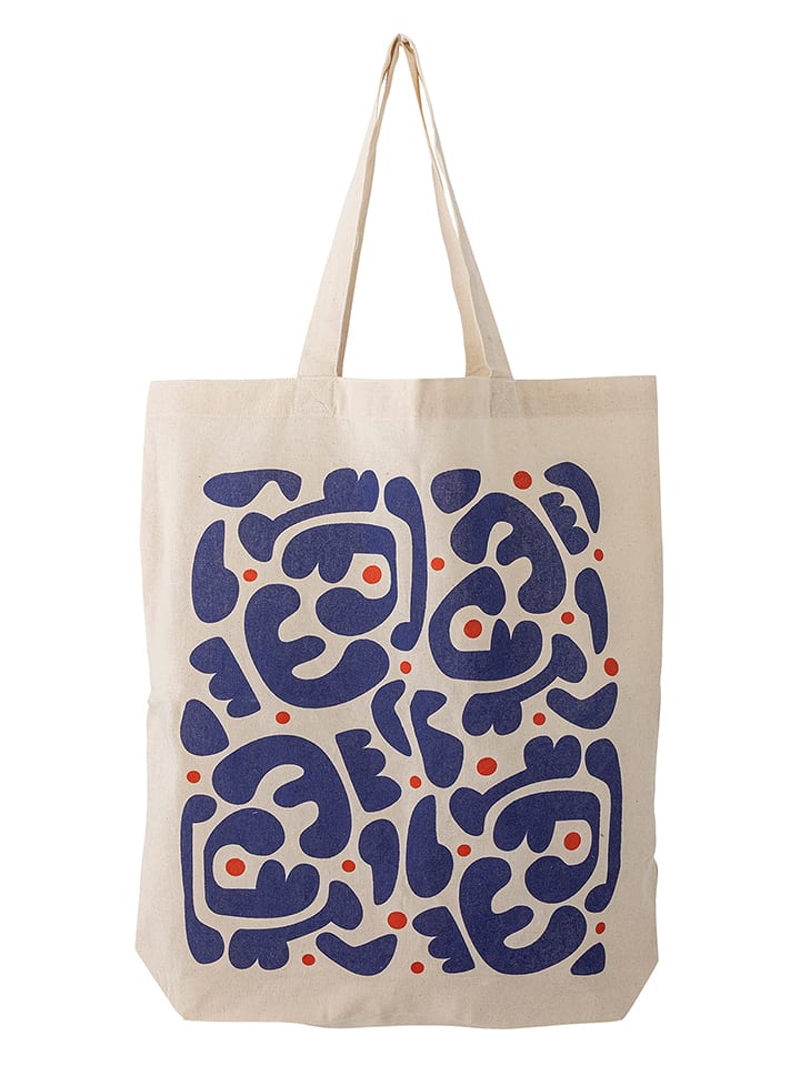 Bloomingville Shopper "Eviaya" in Creme/ Blau - (B)38 x (H)40 cm - onesize