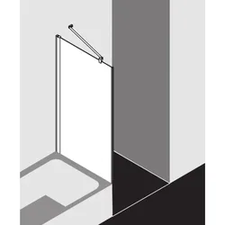 Kermi Pega Seitenwand vrekürzt neben Badewanne PETVO08016VNK 80x160cm, silber hochglanz ESG SR Arena C, auf Duschwanne