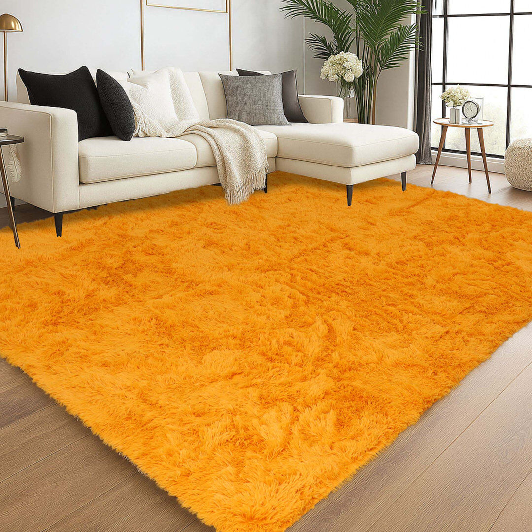 Marlow Home Co. Adela Standard Shag Area Rug Ochre Rectangle 200 x 290 cm
