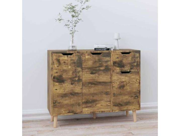 Sideboard Betongrau für Wohnzimmer: Elegantes Sideboard aus Holzwerkstoff als Kommode mit Ablagefläche für Dekoartikel und Beistellschrank mit Stauraum für Bücher und Multimedia