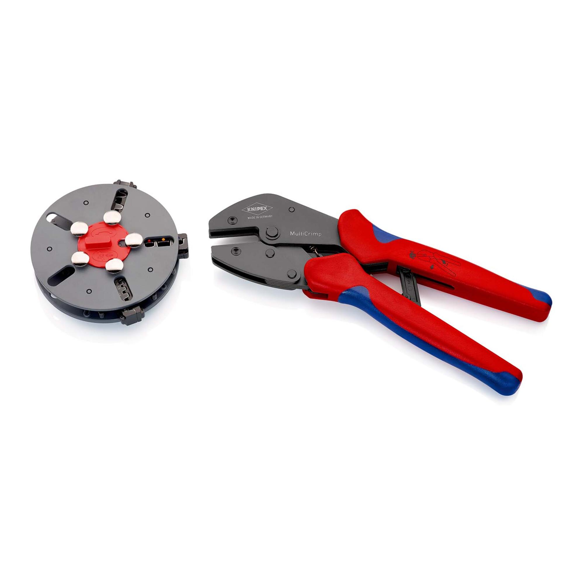 KNIPEX 97 33 01 MultiCrimp® Crimpzange mit Wechselmagazin mit Mehrkomponenten-Hüllen brüniert 250 mm)