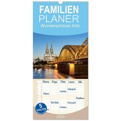 Familienplaner 2026 - Wunderschönes Köln mit 5 Spalten (Wandkalender, 21 x 45 cm) CALVENDO