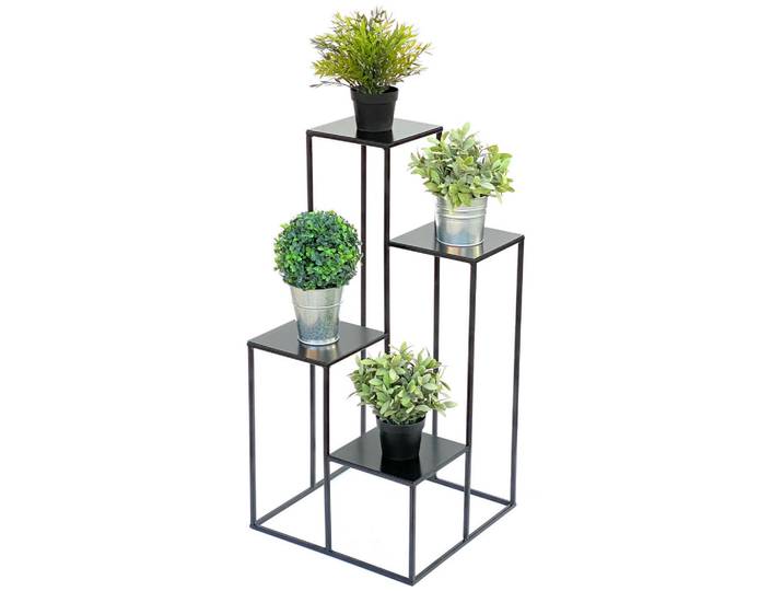 DanDiBo Dandibo Blumentreppe Metall Schwarz 82 cm Pflanzentreppe Blumenständer 435 Blumensäule Modern Pflanzenständer Blumenhocker, 40x82x40 cm, Wohnzimmer, Wohnzimmertische, Blumenständer