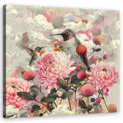 WANDBILD tiere blumen vögel