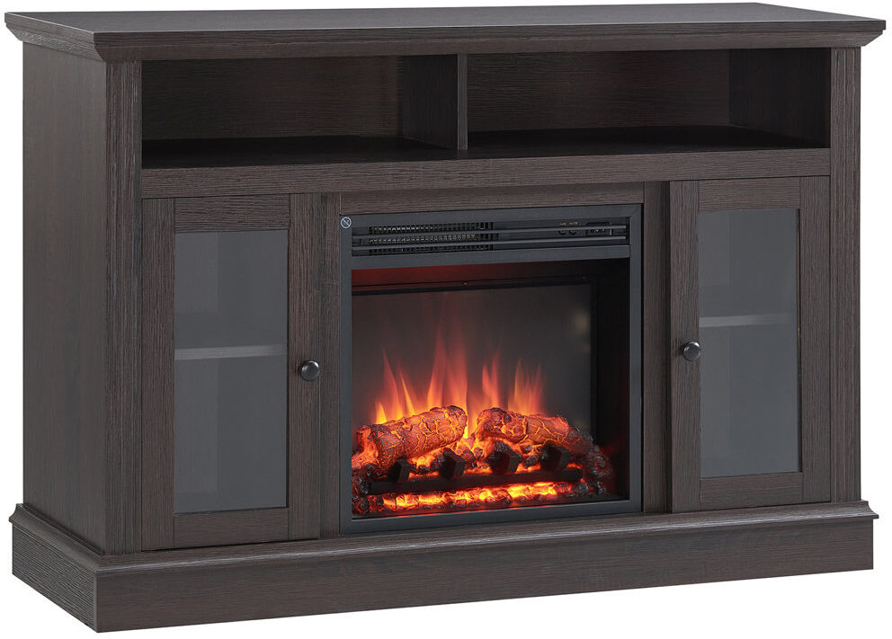 FLAMME TV Unit with Electric Fireplace, Northam Espresso Oak 80cm H x 120cm W x 40cm D