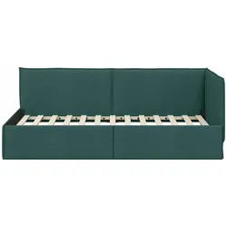 vidaXL Eckbettgestell mit Kopfteil Dunkelgrün 80 x 200 cm Stoff