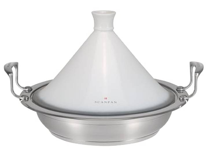 Scanpan Impact Tagine Topf 28 cm, 3,2 l Edelstahl mit Keramikdeckel Für alle Herdarten inkl. Induktion Ofenfest