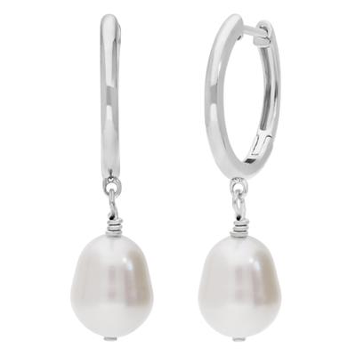 Paar Creolen FIRETTI "Schmuck Geschenk Silber 925 Ohrschmuck Ohrringe", silber (silberfarben, weiß), Ohrringe, Damen, 10mm, Perlen Silber 925 (Sterlingsilber), Perlen, Silber 925 (Sterlingsilber), mit Süßwasserzuchtperle