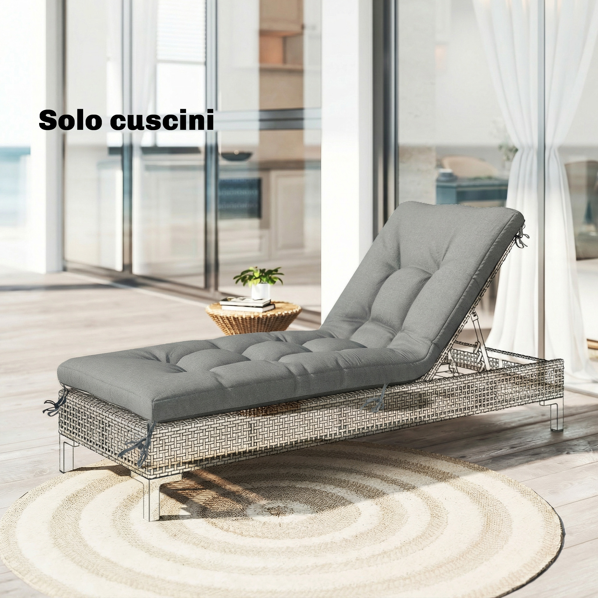 Outsunny Cuscino Poltrona Patio con Cinghie, Grigio Chiaro   Aosom Italy