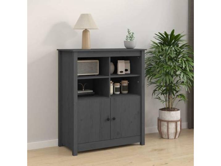 HEFZGDB Massives Kiefernholz Sideboard Wohnzimmer mit 6 Fächern Stauraum für Bücher und Multimedia-Geräte - Minimalistisches Massivholz Sideboard Kiefer