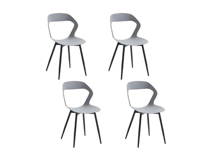 LuxusKollektion Esszimmerstuhl Esszimmerstuhl 4er Set Metallbeine Hohlrücken Grau+schwarz 4er-Set