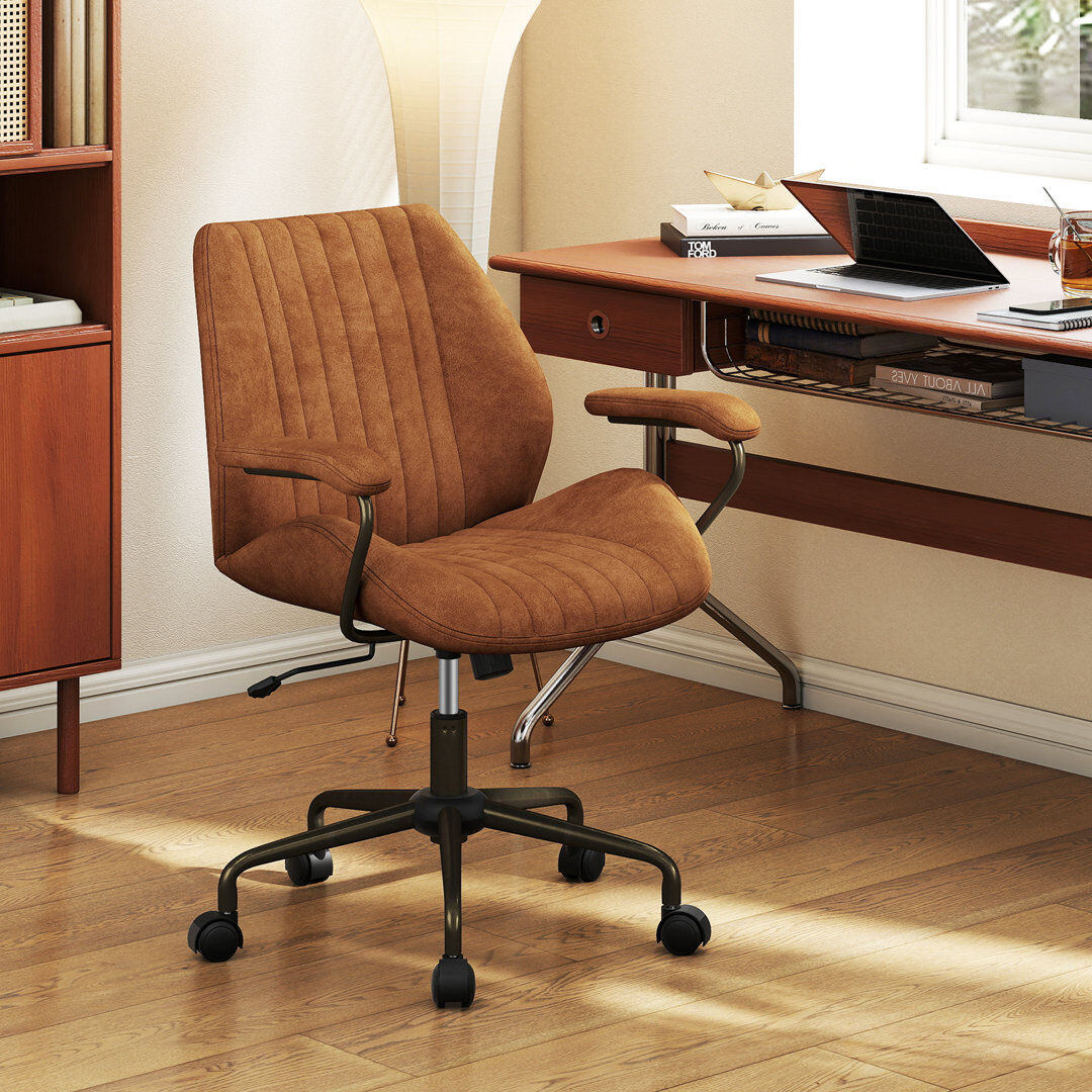 Marlow Home Co. Suede and Foam Padding Office Chair Brown 92cm H X 68cm W X 66cm D