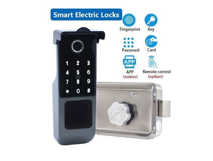 Serrure d'extérieur étanche à empreintes digitales, serrures à jante électriques, mot de passe, carte IC, déverrouillage de clé, serrure de porte intelligente