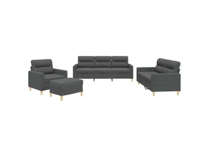 vidaXL 4-TLG. Sofagarnitur mit Kissen Dunkelgrau Stoff