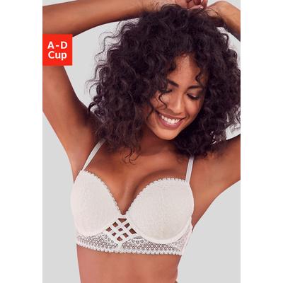 Push-up-BH LASCANA "BH mit Bügel, Spitzen-BH, als Dessous-Set kombinierbar", Damen, Gr. 70, Cup C, beige (creme), Spitze, Obermaterial: 90% Polyamid, 10% Elasthan, BHs BH Spitzenwäsche Push-up-BH Reizwäsche Spitzen-BH Hochzeitswäsche...