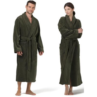 Unisex-Bademantel MÖVE "ideal für Sauna & Spa, Hotelbademantel, Morgenmantel" Gr. M, grün (olive), L:125cm, Veloursfrottier, Hausmäntel