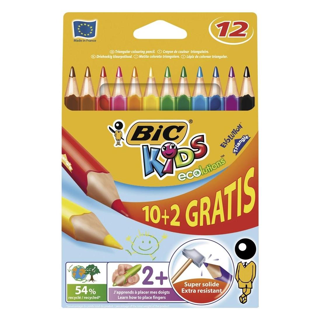 Bic Kredki Kids ecolutions Evolution Triangle pude?ko 10+2 szt. 8871462 (12x) (40921660)