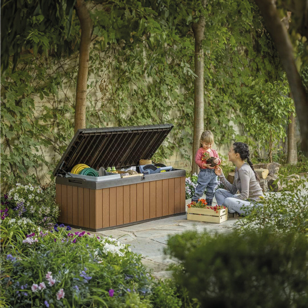 Keter Darwin Outdoor Storage Trunk 380l Brown 54.5cm H X 142.5cm W X 65.3cm D