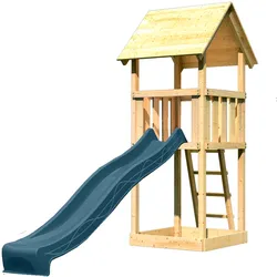 Akubi Kinderspielturm Lotti mit Satteldach inkl. Wellenrutsche (Set A)-anthrazit