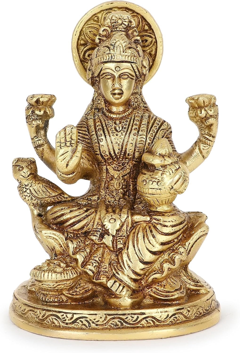 Messing Lakshmi Beeldje - Godin van Welvaart en Geluk voor op tafel