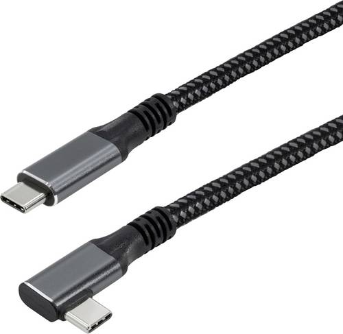 Maxtrack USB-Kabel USB 3.2 Gen2 USB-C Stecker 2m Schwarz beidseitig verwendbarer Stecker, vergoldete Steckkontakte, 90° nach