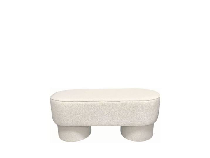 Banc arrondie en tissu bouclette l92cm - blanc