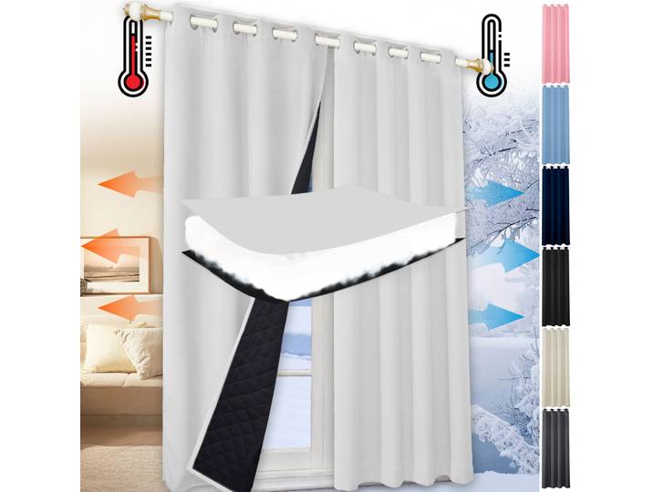 Rideaux occultants matelassés 100%, pour salon, fenêtre robuste, chambre à coucher, rideaux thermiques épais d'hiver, œillets prêts à l'emploi