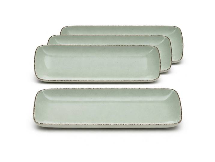 Van Well Servierplatten-Set Urban, Grün, Keramik, 4-teilig, rechteckig, 35.5x2.5x20 cm, lebensmittelecht, Tischkultur & Servieren, Servierplatten
