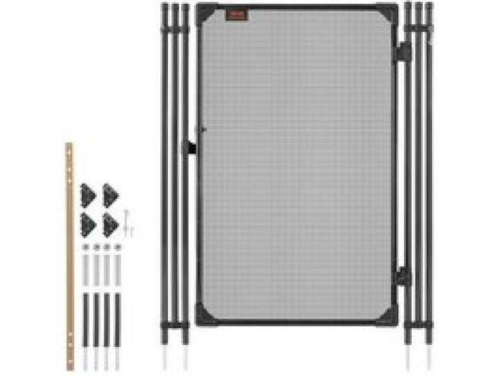VEVOR Portillon de Barrière Piscine Amovible 1,2x0,75 m, Portillon de Sécurité pour Piscine Enterrée et Clôture Extérieure, Kit avec Loquet Métallique, Maille Teslin PVC 352 g/m², Tube Rond, Noir