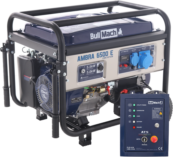 BullMach AMBRA 6500 E - Groupe électrogène 5.5 Kw monophasé - Boîtier ATS inclus