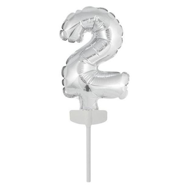 Riethmüller Micro Size Zahl 2 Silber Folienballon N6 verpackt (5x) (9912686)