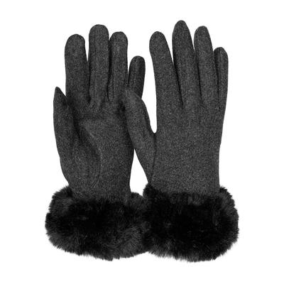 Fleecehandschuhe STYLEBREAKER "Touchscreen Handschuhe mit Kunstfell", Damen, schwarz, Obermaterial: 10% Elasthan EL. 90% Polyester PES., Modisch, Handschuhe