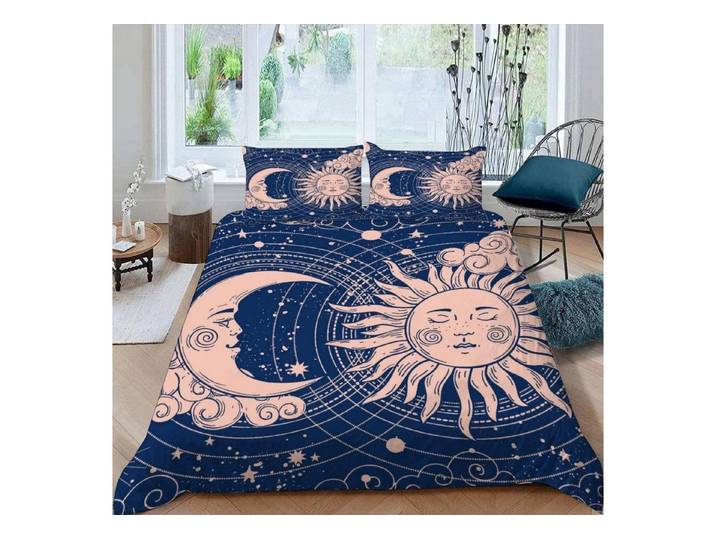 LuxusKollektion Kinderbettwäsche Bettwäsche 135x200 4tlg Sonne Mond Kinder