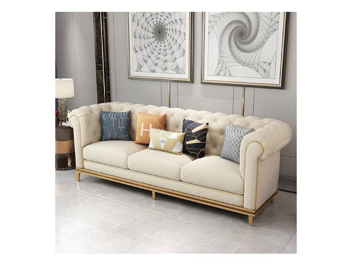 Xlmoebel Chesterfield-Sofa Weißes Designer-Sofa mit elegantem Polsterdesign und Komfort, Sofa, Hergestellt in Europa