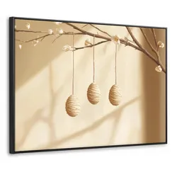 LEINWAND Bilder mit Rahmen - Beige - Osterkuchen - Eier - 80x60