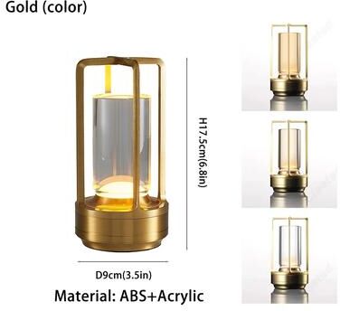 Evergreen Home Goods Creative Cordless LED Table Lamp, Portable Desk And Bedside Light, For Outdoor Camping, Restaurant Atmosphere golden