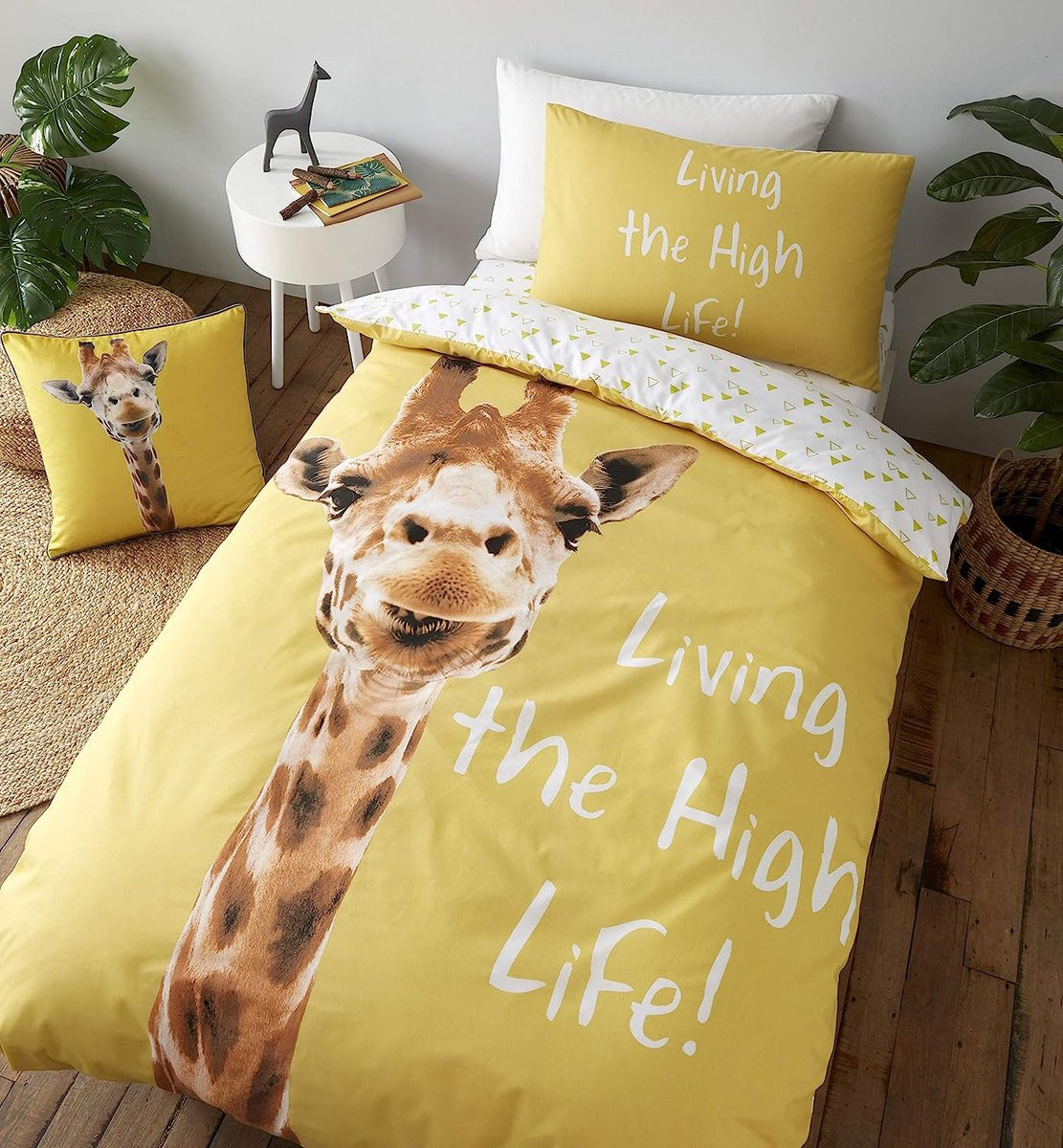 Single Dekbedovertrek Set Giraffe Geel 135 x 200 cm