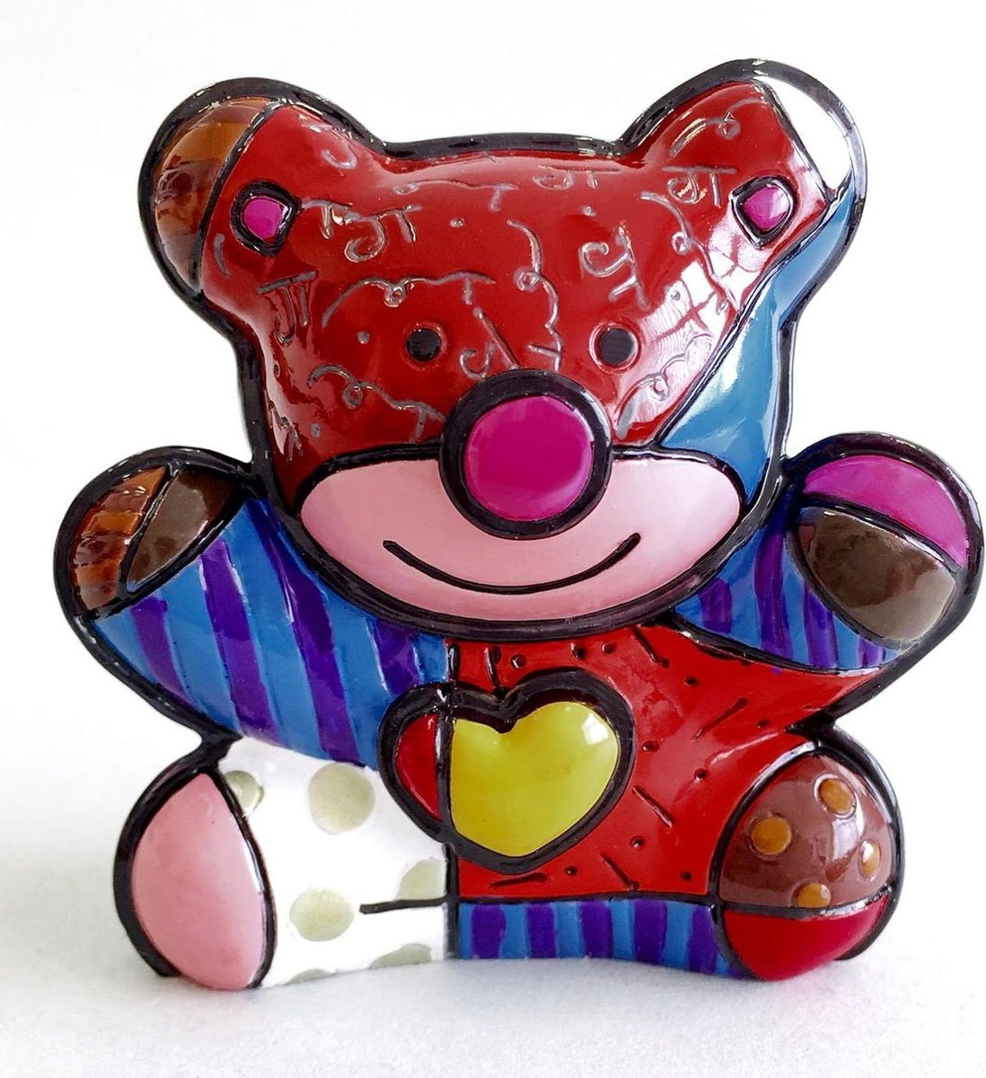 Mini Figuur Beer Pop Art Beeldje Multicolor - 6 x 5 cm