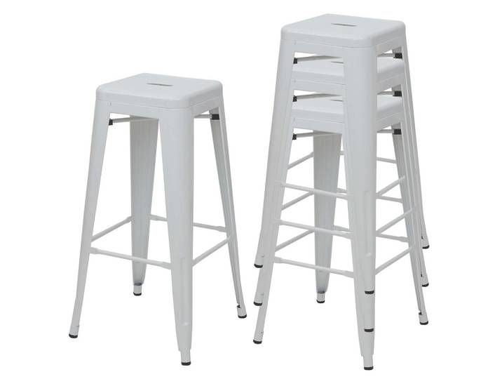 BARHOCKER METALL Weiß 4er-Set