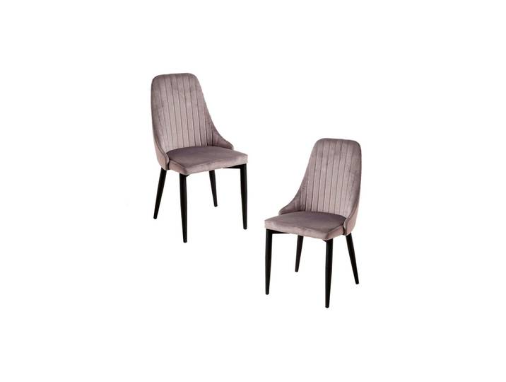 2er Set Kan Samt Stühle - Gris