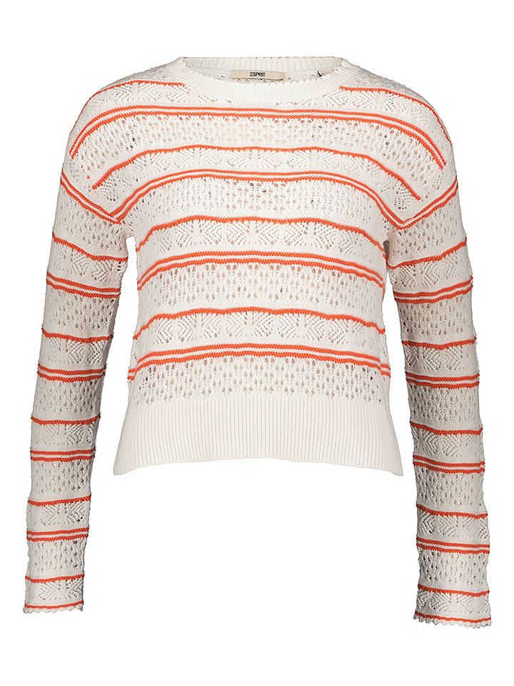 ESPRIT Pullover in Creme/ Rot - XL